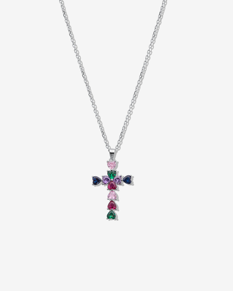 Heart Cross Rainbow Necklace