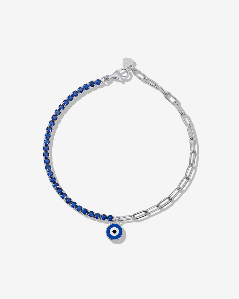 Evil Eye Blue Sapphire Tennis Shackles Bracelet