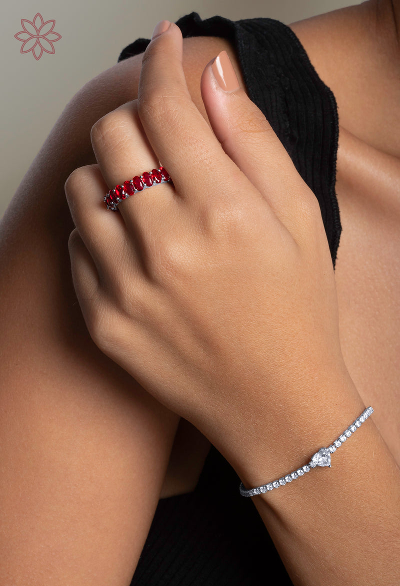 Oval Ruby Red Band Ring