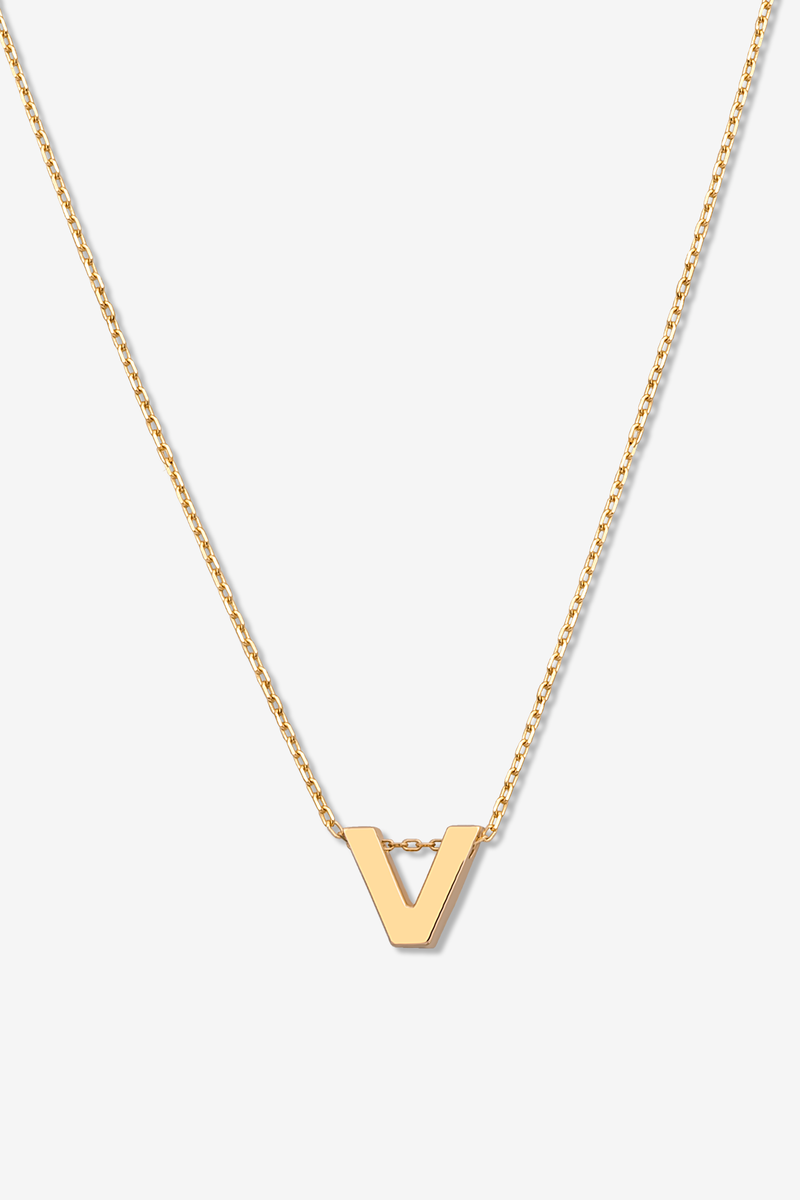 'V' Alphabet Letter Estel 14k Necklace