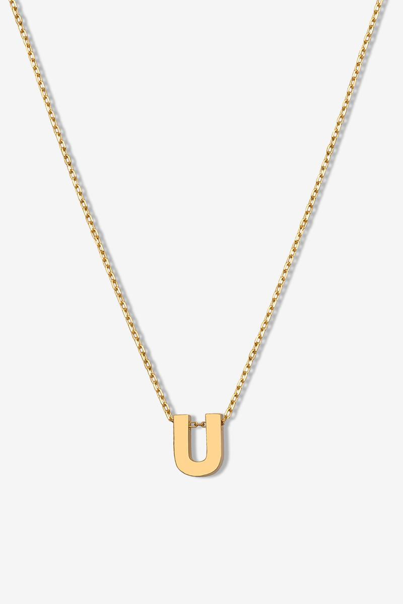 'U' Alphabet Letter Estel 14k Necklace