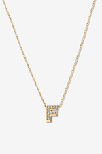 'F' Dazzle Alphabet Letter Estel 14k Necklace