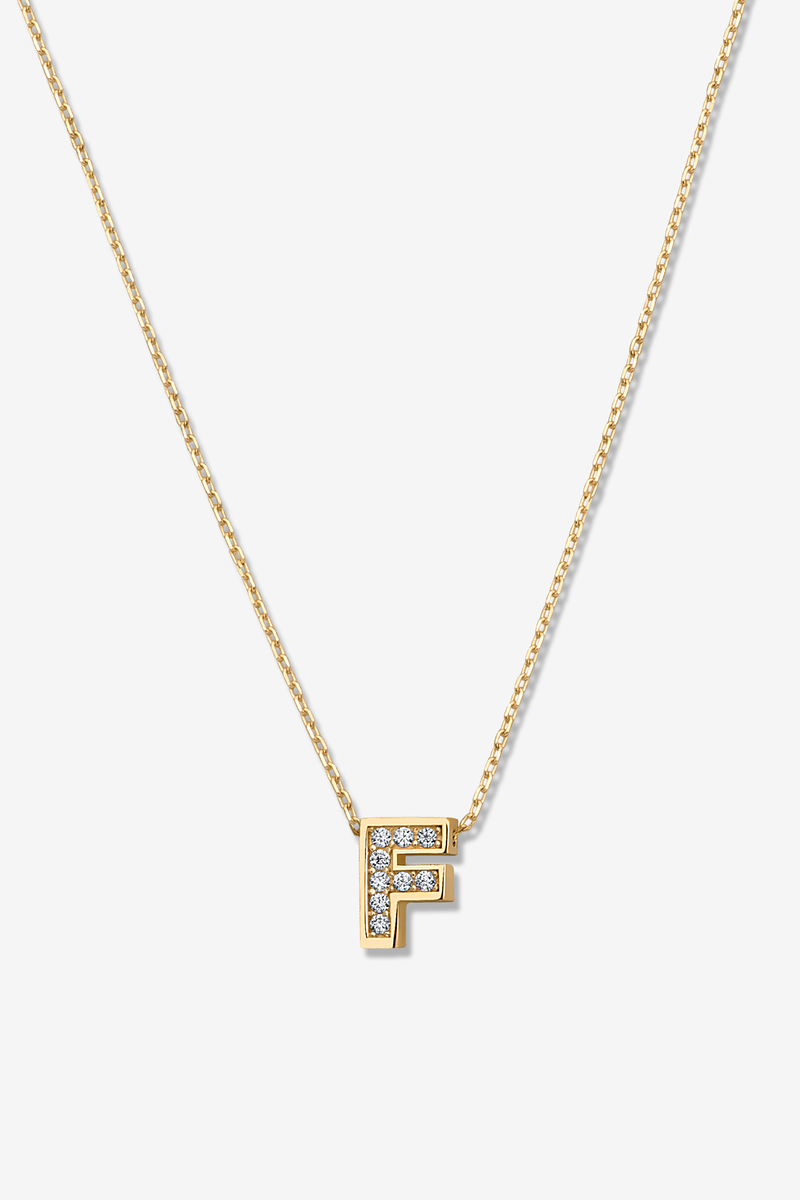 'F' Dazzle Alphabet Letter Estel 14k Necklace