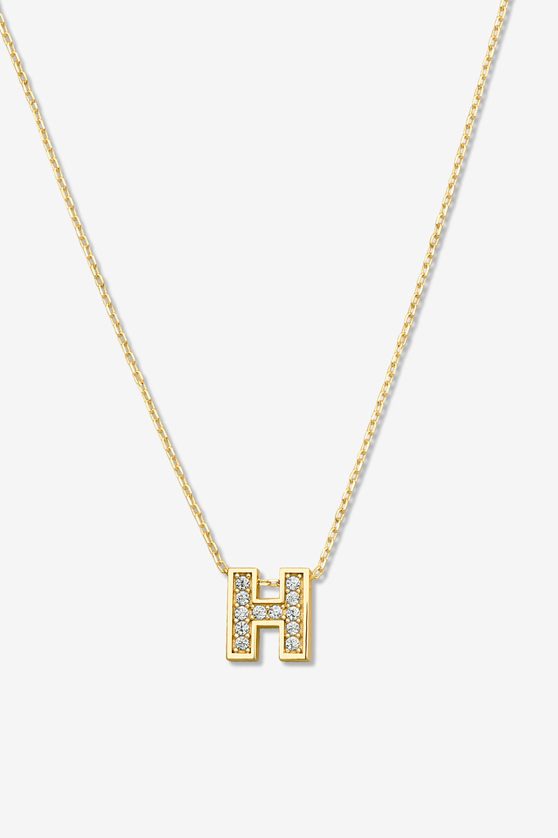 'H' Dazzle Alphabet Letter Estel 14k Necklace