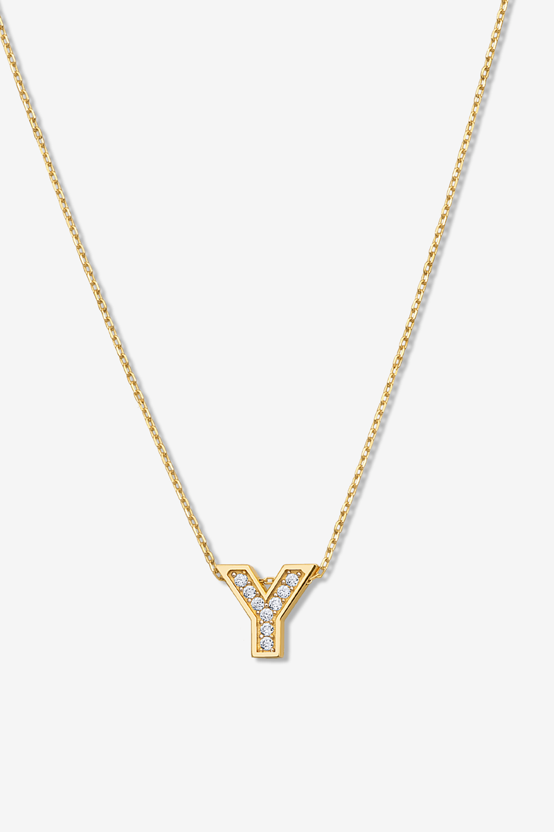 'Y' Dazzle Alphabet Letter Estel 14k Necklace
