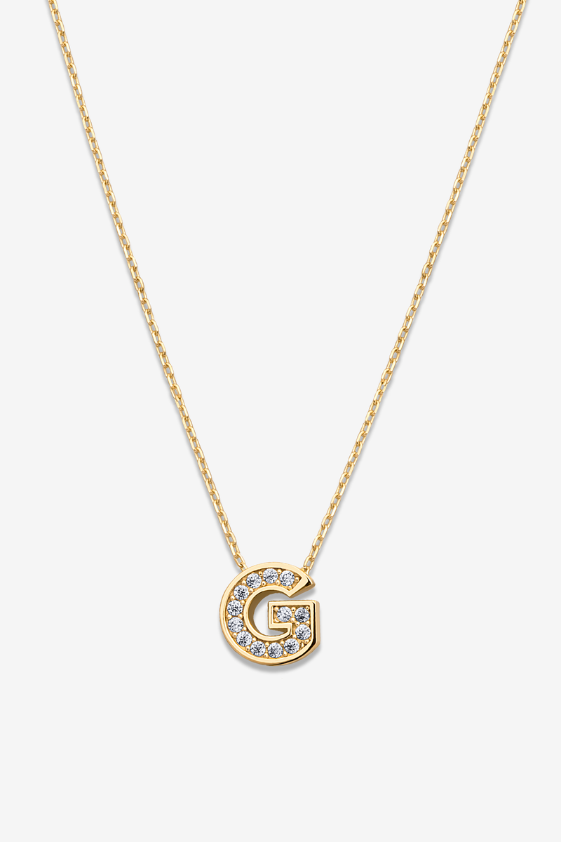 'G' Dazzle Alphabet Letter Estel 14k Necklace