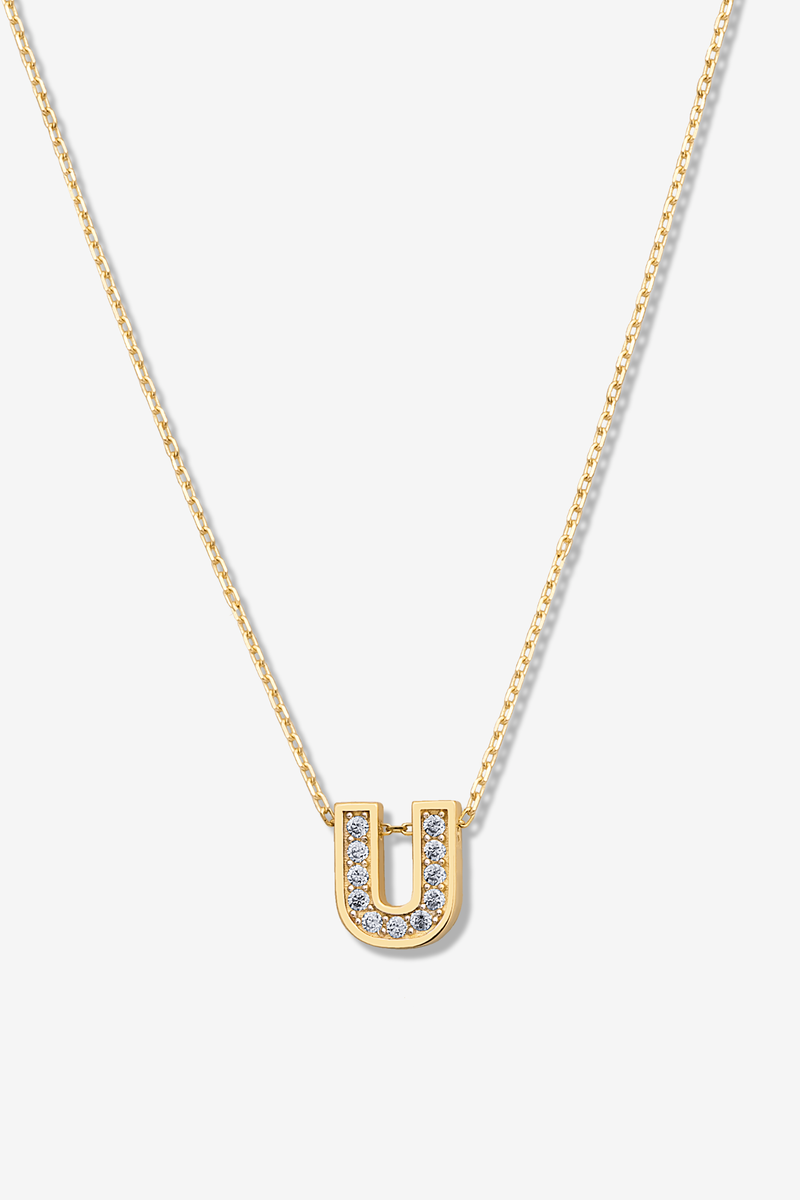 'U' Dazzle Alphabet Letter Estel 14k Necklace