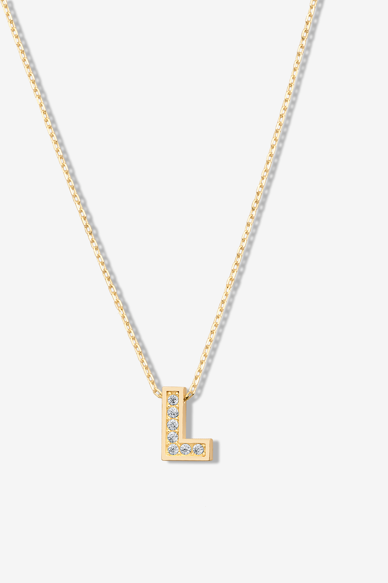 'L' Dazzle Alphabet Letter Estel 14k Necklace