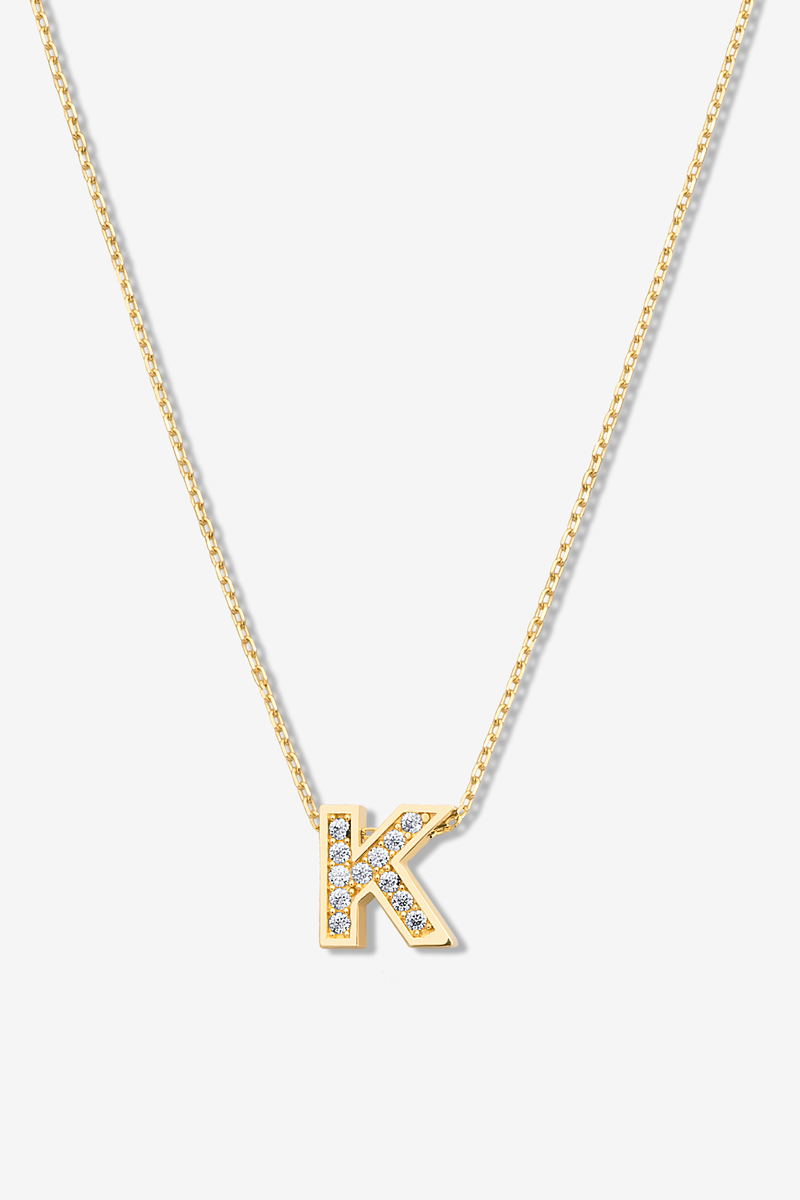 'K' Dazzle Alphabet Letter Estel 14k Necklace