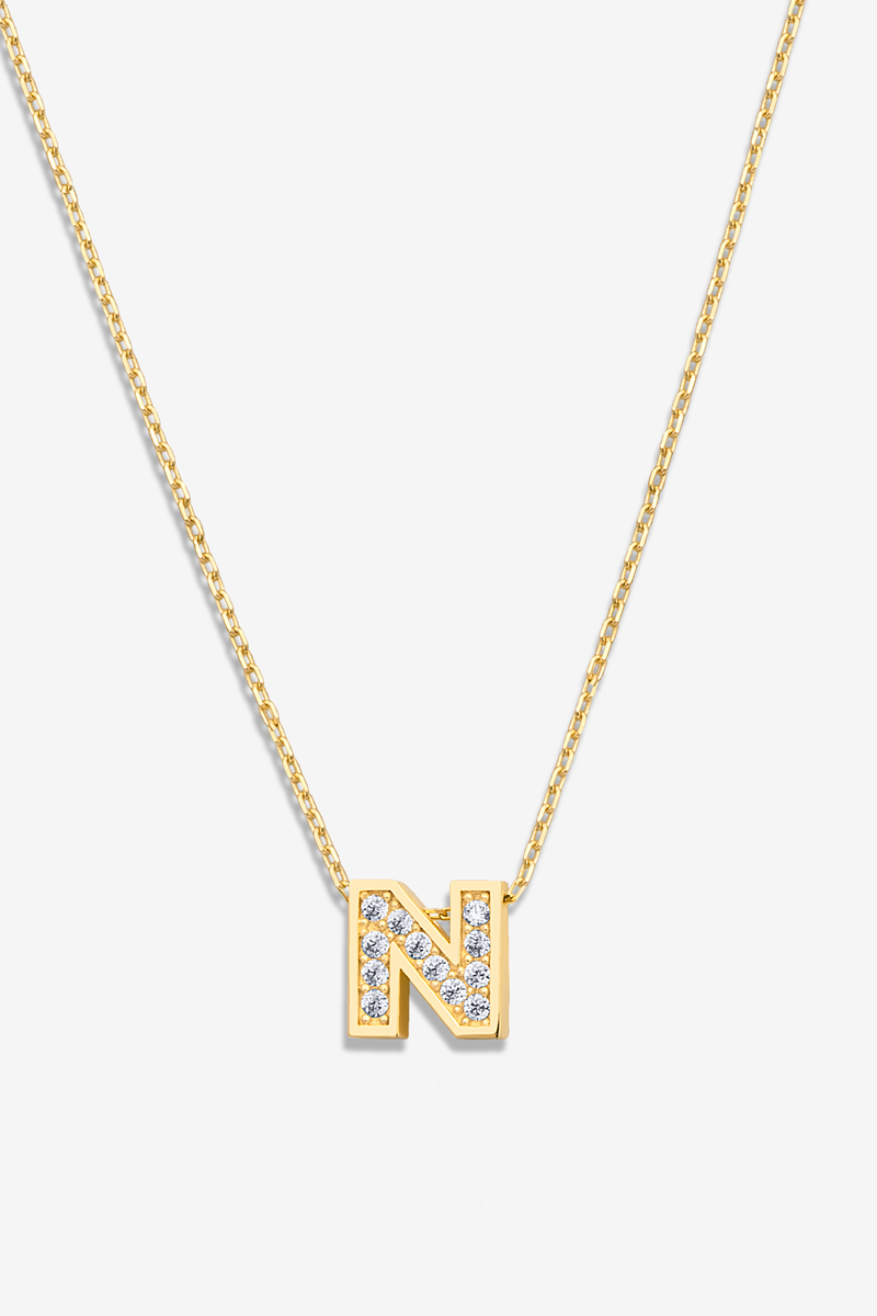 'N' Dazzle Alphabet Letter Estel 14k Necklace