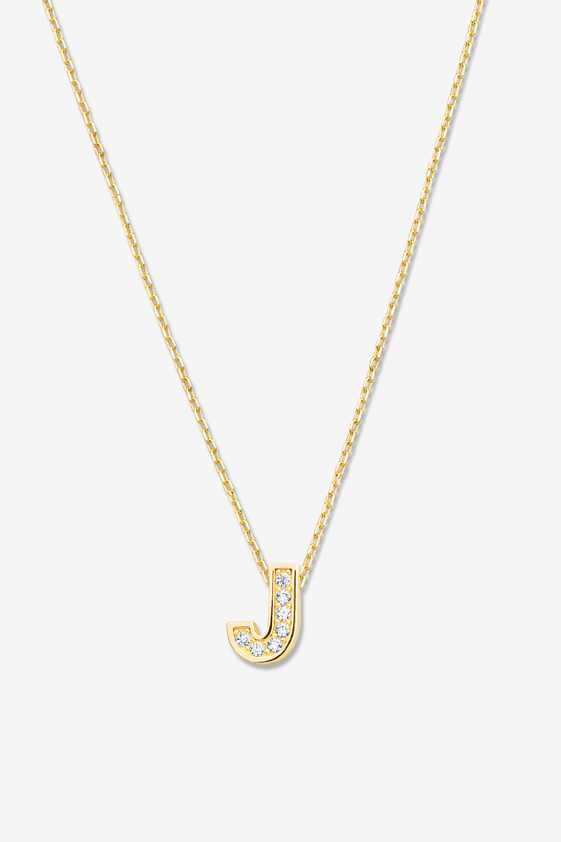 'J' Dazzle Alphabet Letter Estel 14k Necklace