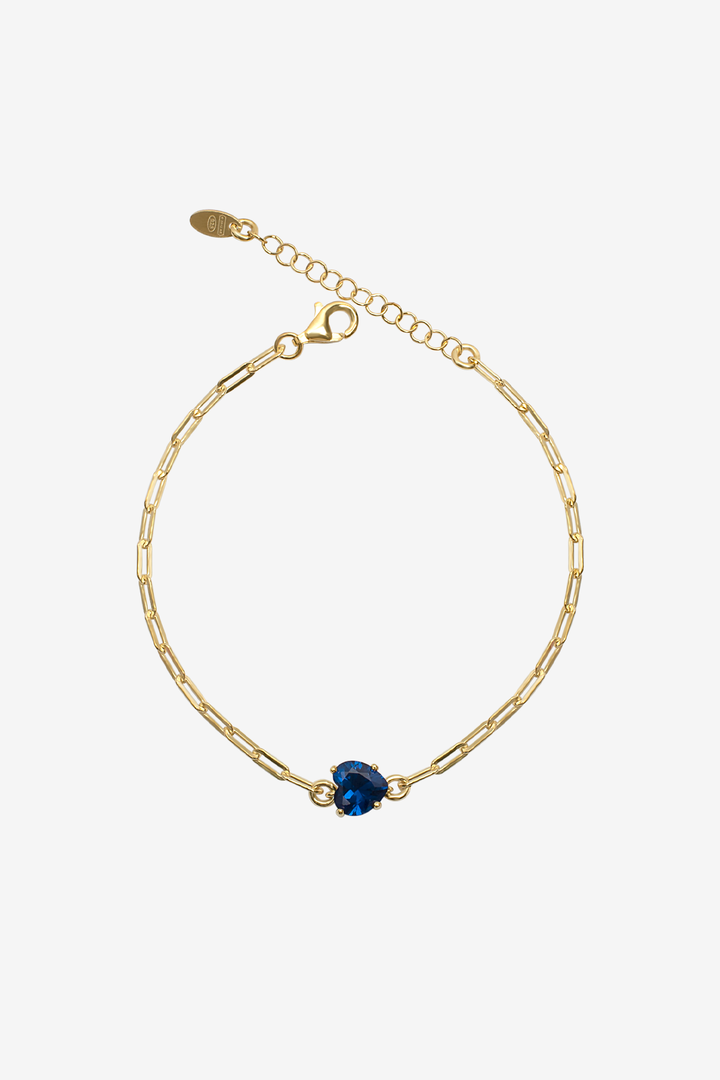 Sapphire Blue Heart Shackles Band Bracelet