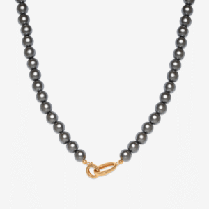 CLASSIC BLACK PEARL HOOP-LINK NECKLACE